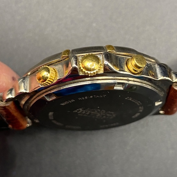 PERRY ELLIS America APE-1382 Watch Moon Phase Mixed Metals Leather Band - Picture 8 of 11